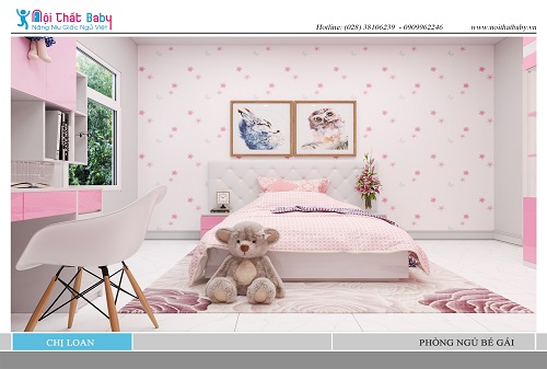 Thiết kế phòng ngủ bé gái màu hồng dễ thương nhà chị Loan